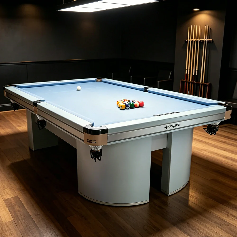 XINGPAI Professional Billiard Table 50mm Slate 18-Point Steel Frame Tournament Size Premium Home Game Room - Blue - Image 4