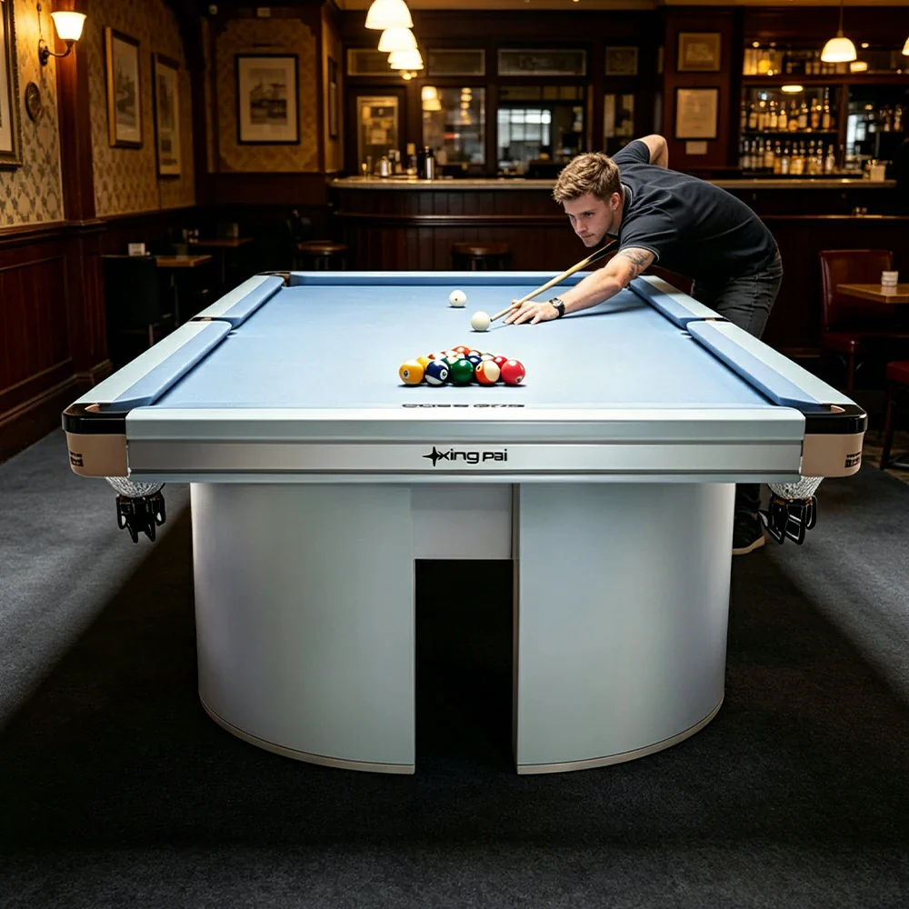 XINGPAI Professional Billiard Table 50mm Slate 18-Point Steel Frame Tournament Size Premium Home Game Room - Blue - Image 5