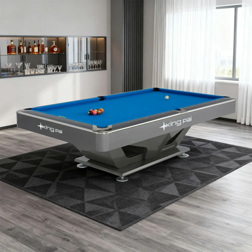 XINGPAI Eagle Eye 7/8/9FT Slate Pool Table, Carbon Steel Frame with Oak-Pine Structure, Ivory Meranti Veneer, K55 Cushions, Tournament-Grade Precision Design, Free Accessories Package - Silvery - Image 2