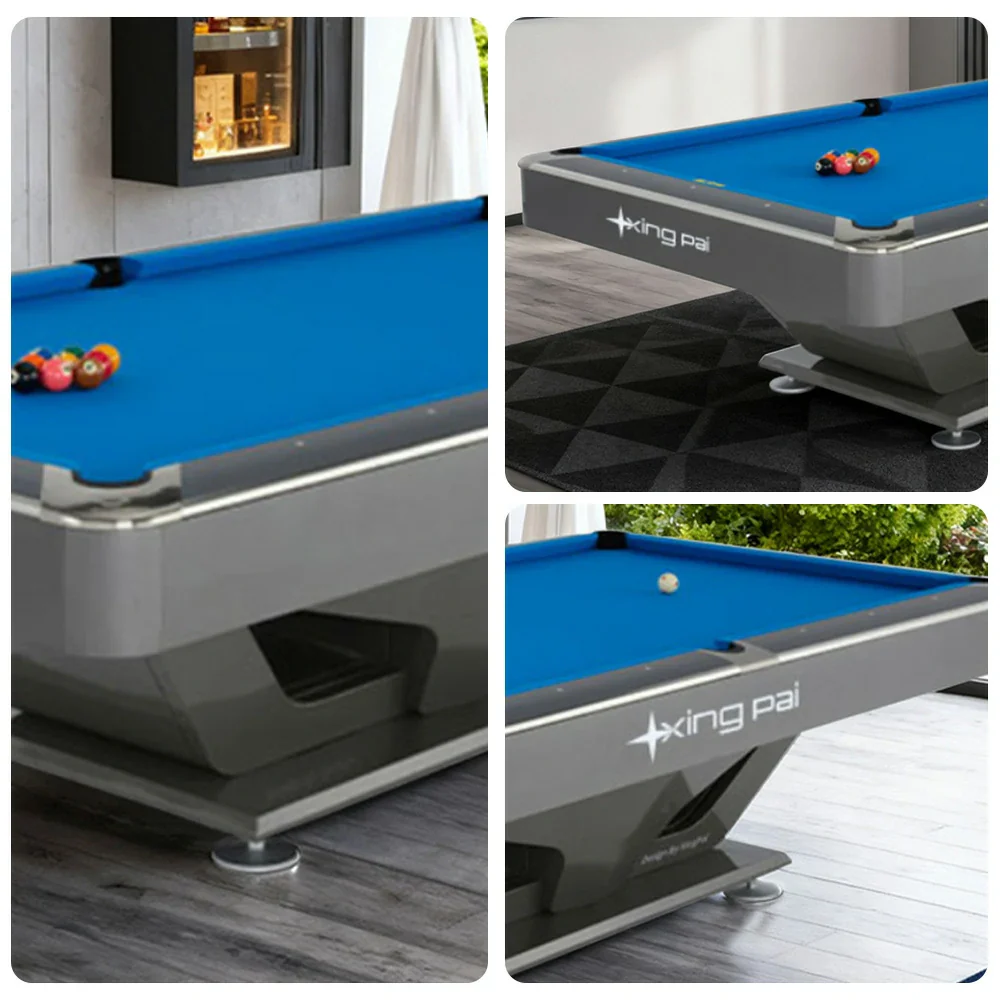 XINGPAI Eagle Eye 7/8/9FT Slate Pool Table, Carbon Steel Frame with Oak-Pine Structure, Ivory Meranti Veneer, K55 Cushions, Tournament-Grade Precision Design, Free Accessories Package - Silvery - Image 3