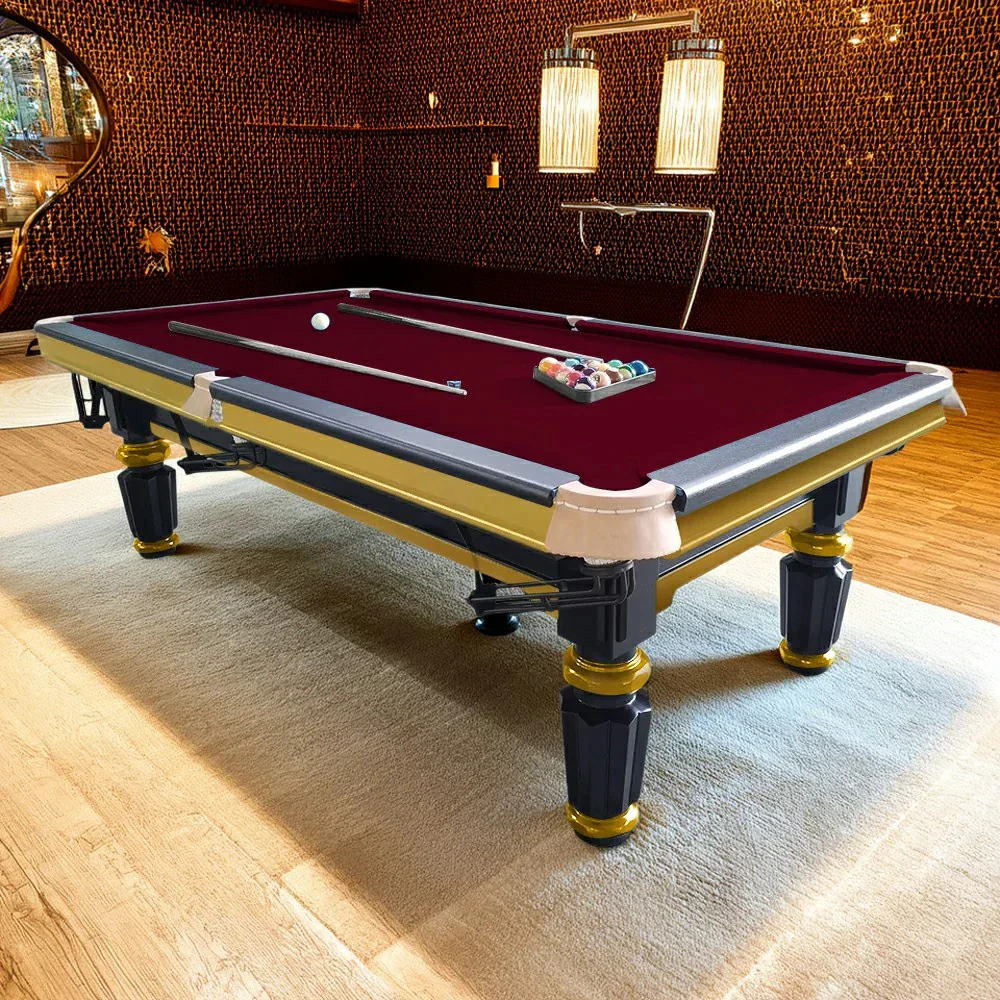 QUESLA 4.5cm Thickness Slate 8FT Steel Handrail Luxury Pool Snooker Billiard Table with Elegant Brass Detailing - Image 14