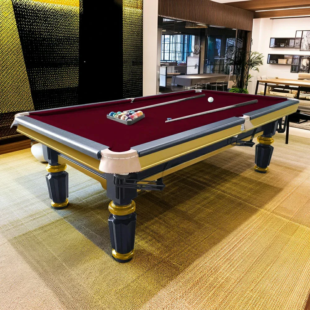 QUESLA 4.5cm Thickness Slate 8FT Steel Handrail Luxury Pool Snooker Billiard Table with Elegant Brass Detailing - Image 15