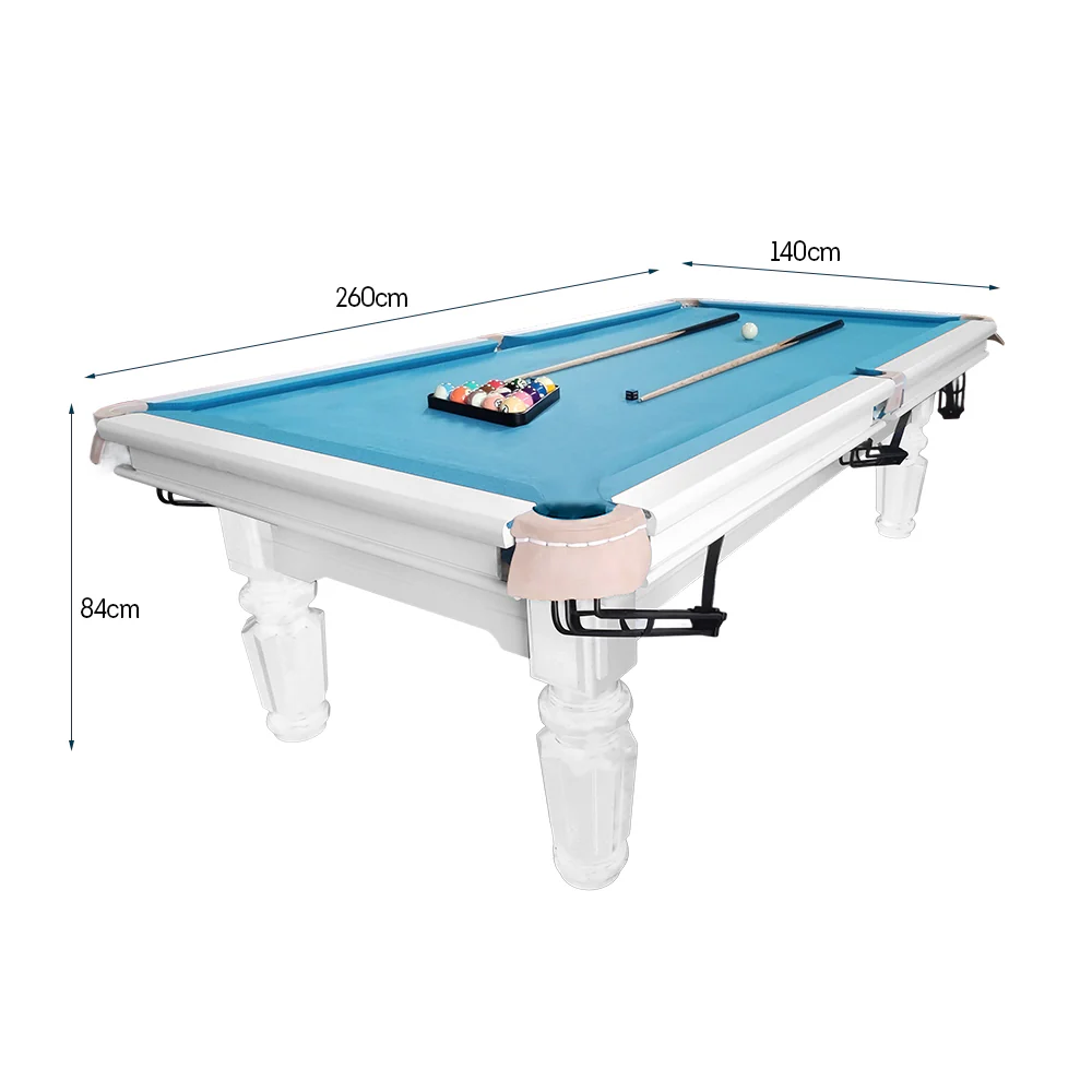 QUESLA 4.5cm Thickness Slate 8FT Steel Handrail Luxurious Pool Table - White&Blue - Image 11