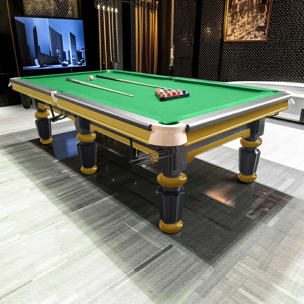 QUESLA 4.5cm Thickness Slate 9FT Steel Handrail Luxury Pool Snooker Billiard Table with Elegant Brass Detailing - Image 10