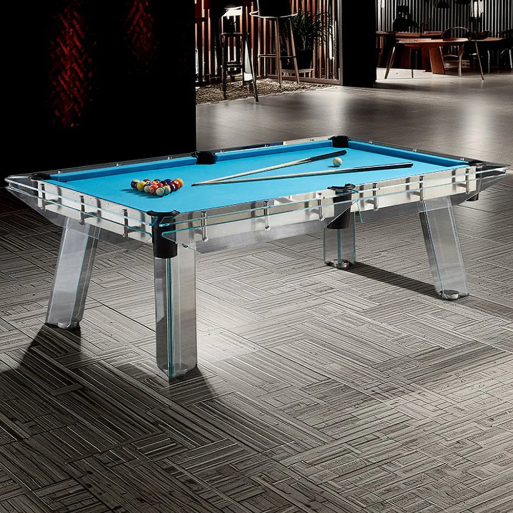 QUESLA L041 7/8/9FT Marble Top Billiard Table Transparent Tempered Glass Frame - Image 2
