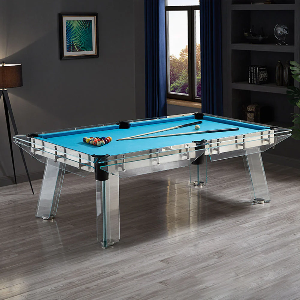 QUESLA L041 7/8/9FT Marble Top Billiard Table Transparent Tempered Glass Frame - Image 3