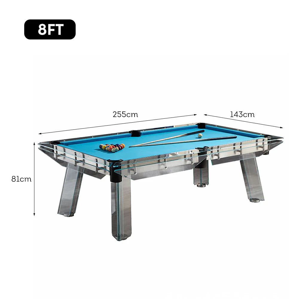 QUESLA L041 7/8/9FT Marble Top Billiard Table Transparent Tempered Glass Frame - Image 7