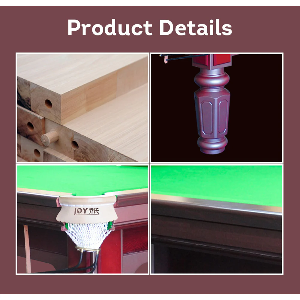 JOY Q3+ 9FT Chinese Luxury Slate Table Pool Table Maroon/Brown Frame - Image 7
