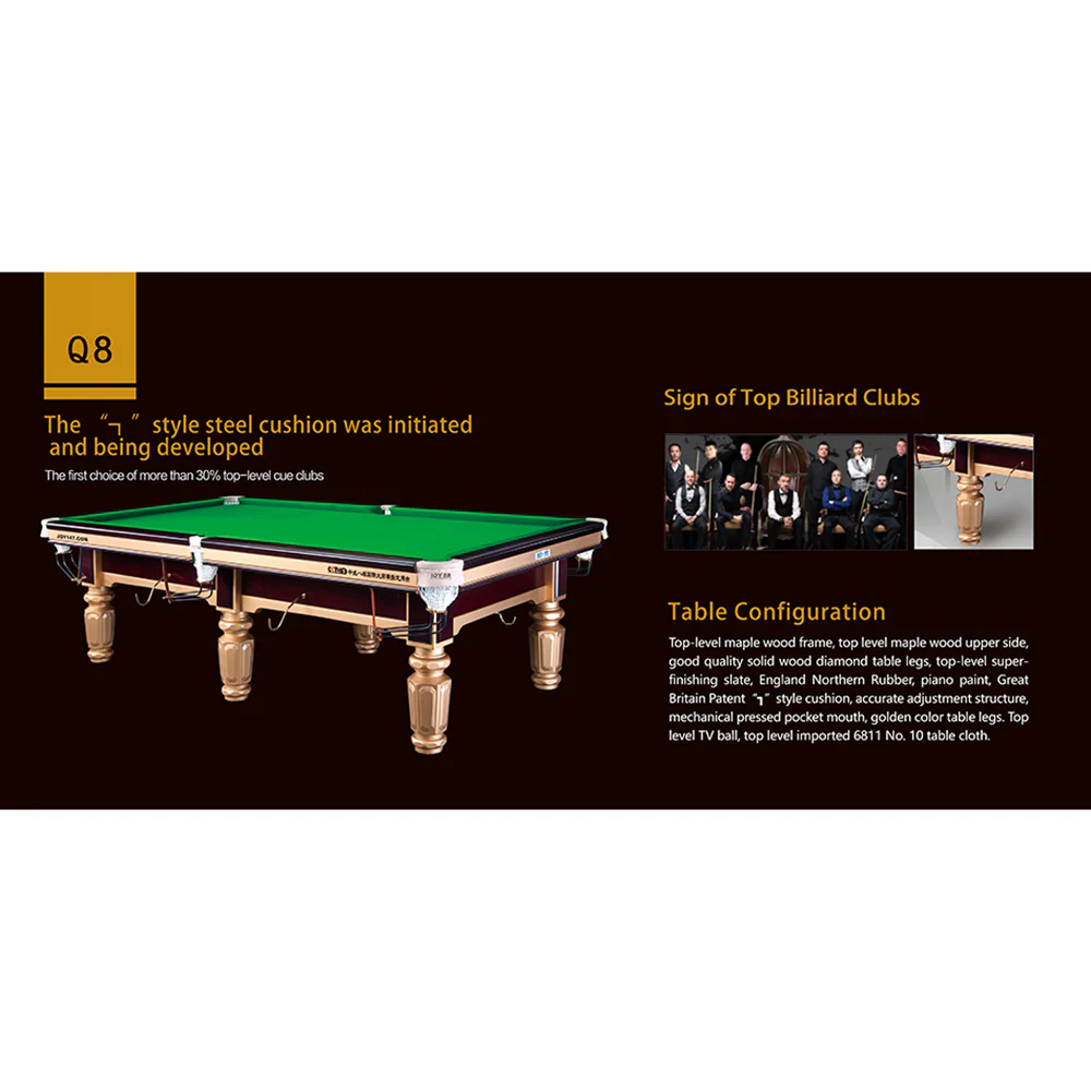 JOY Q8 9FT Chinese Luxury Slate Table Pool Table Gold Frame - Image 5