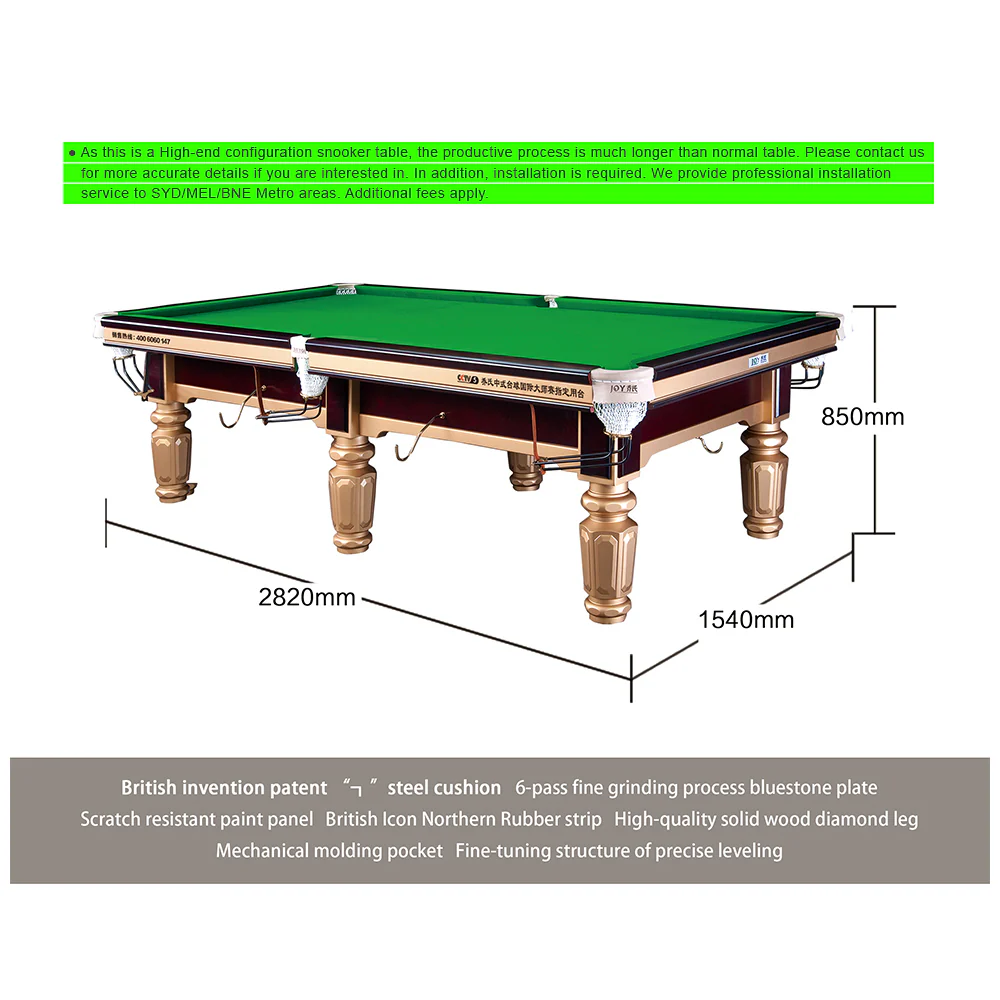 JOY Q8 9FT Chinese Luxury Slate Table Pool Table Gold Frame - Image 7