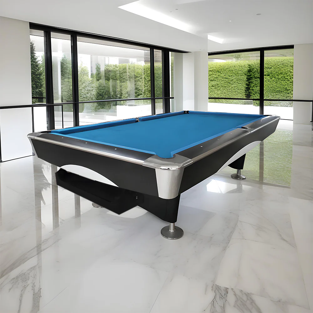 QUESLA 4D 8FT Slate Pool Snooker Table Billiards Table - Oak&Blue - Image 3
