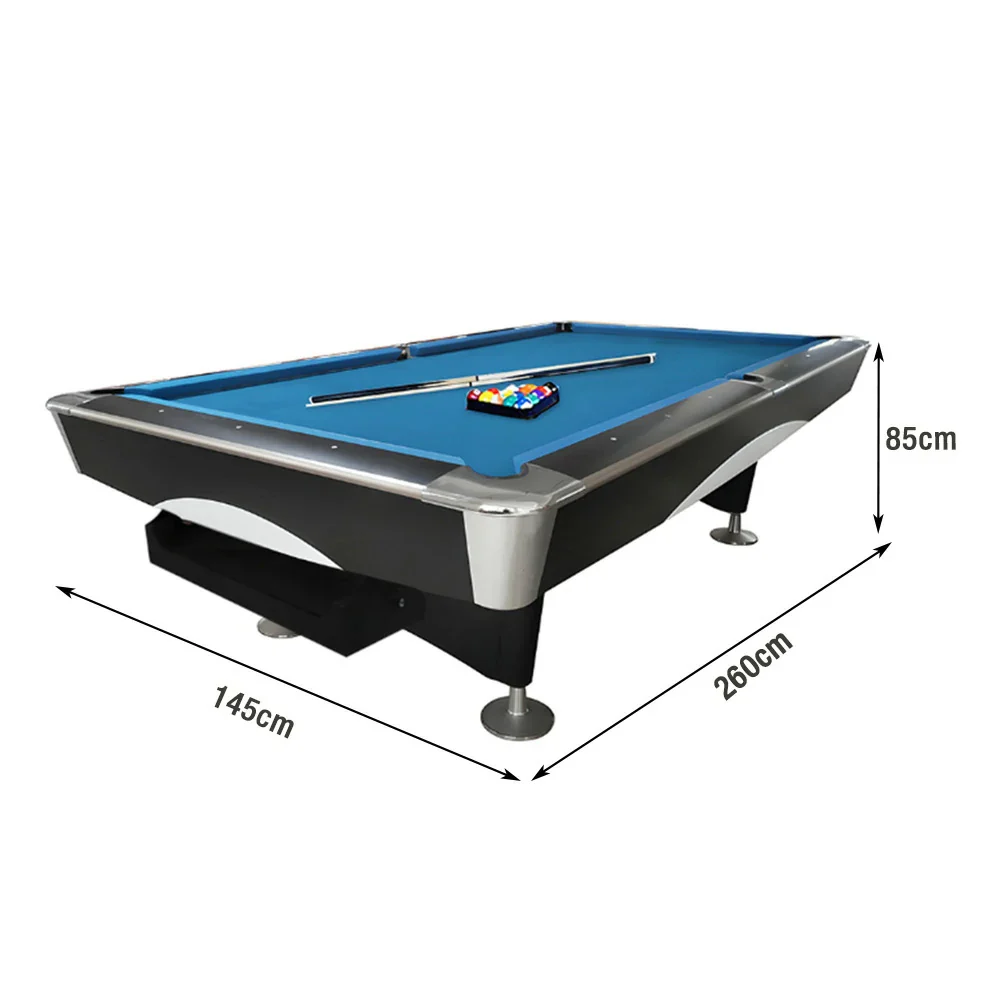 QUESLA 4D 8FT Slate Pool Snooker Table Billiards Table - Oak&Blue - Image 6