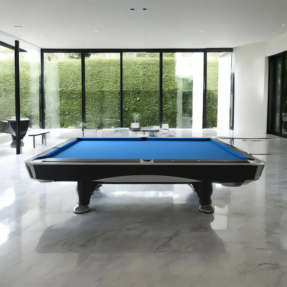 QUESLA 4D 9FT Slate Pool Snooker Table Billiards Table - Oak&Blue - Image 5