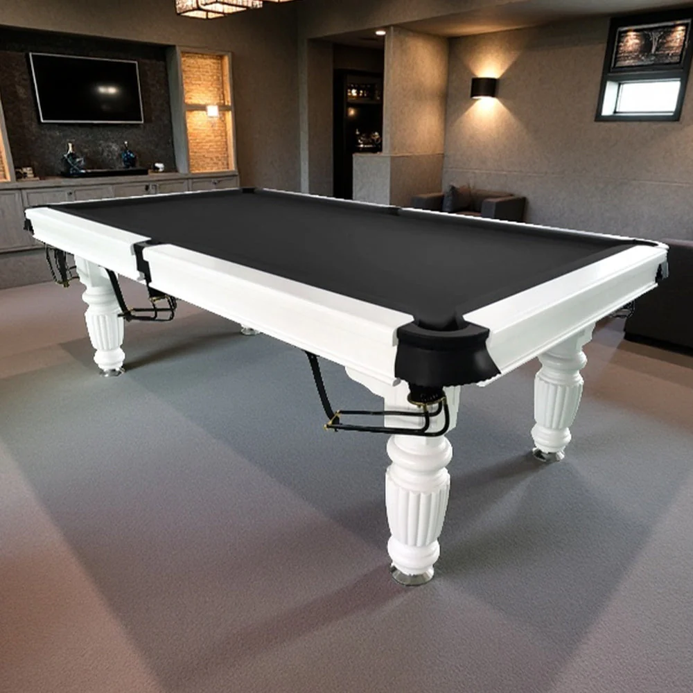 QUESLA 8FT Pool Table 2025 Model - Classic Slate Design Upgraded with Reinforced Legs & Pro Ball Nets - Professional Billiard Table, Solid Timber White Frame - Image 4