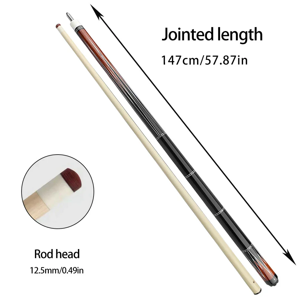 RB Professional Billiard Cue Set - Includes 147cm Pool Cue & 4-Hole Cue Case,Smooth Handle - Black&Red - Image 5