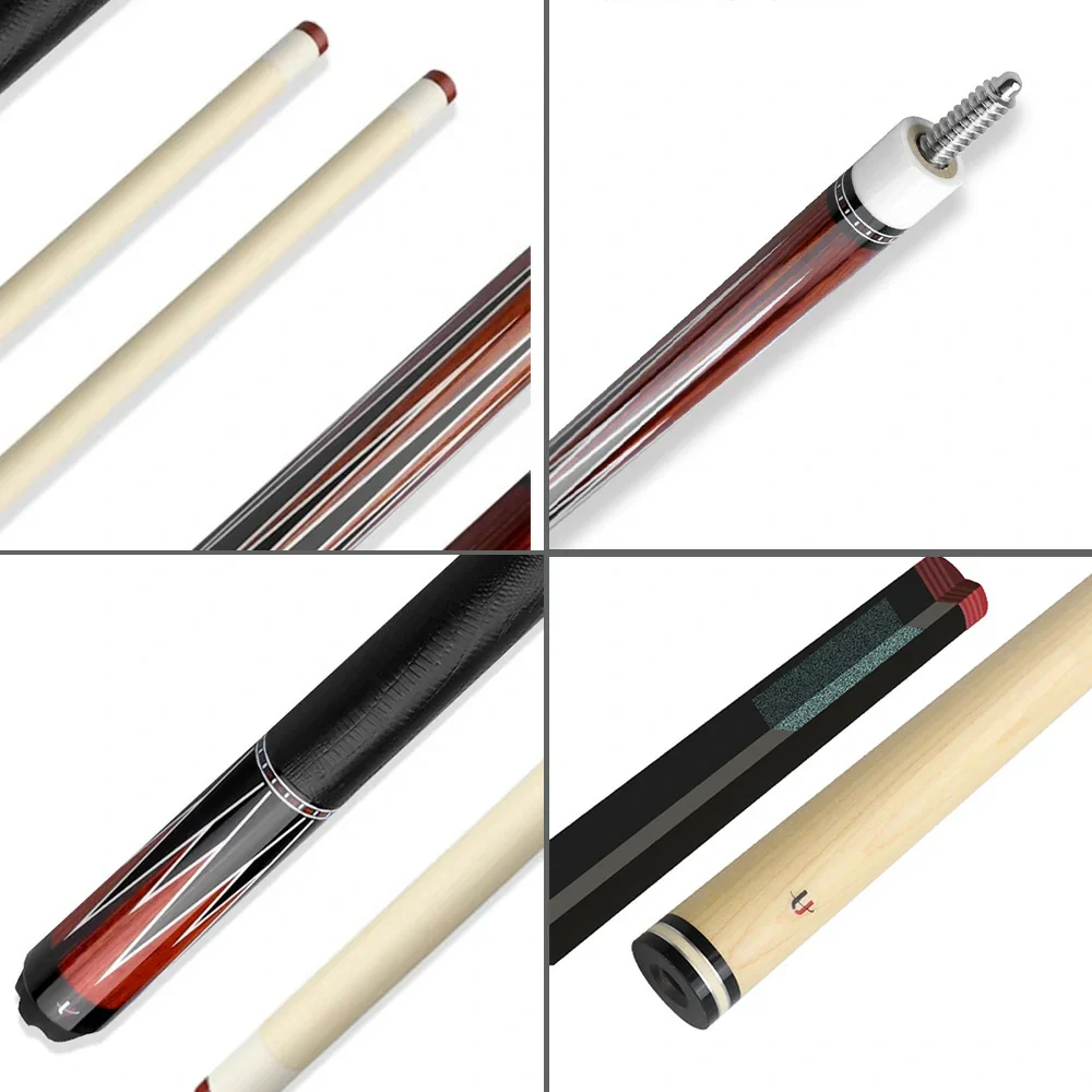 RB Professional Billiard Cue Set - Includes 147cm Pool Cue & 4-Hole Cue Case,Leather Handle - Black&Red - Image 3
