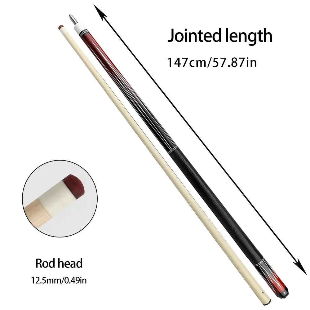 RB Professional Billiard Cue Set - Includes 147cm Pool Cue & 4-Hole Cue Case,Leather Handle - Black&Red - Image 5