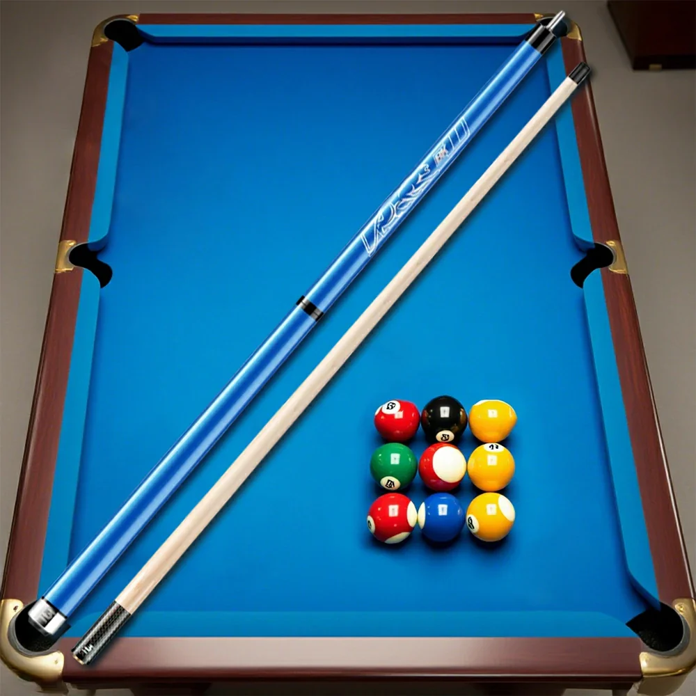 RB Professional 2-Piece Maple Billiard Cue Set - 147cm Pool Cue with 13.5mm Tip & Leather Handle - Blue - Image 2