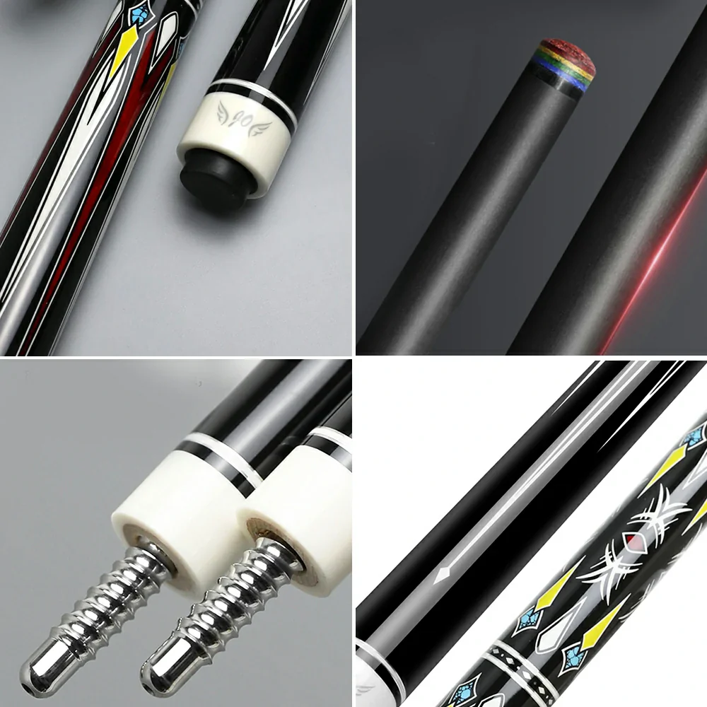 RB Professional Billiard Cue Set - 147cm, 12.5mm Tip, with Cue Case - Red & Yellow - Image 3
