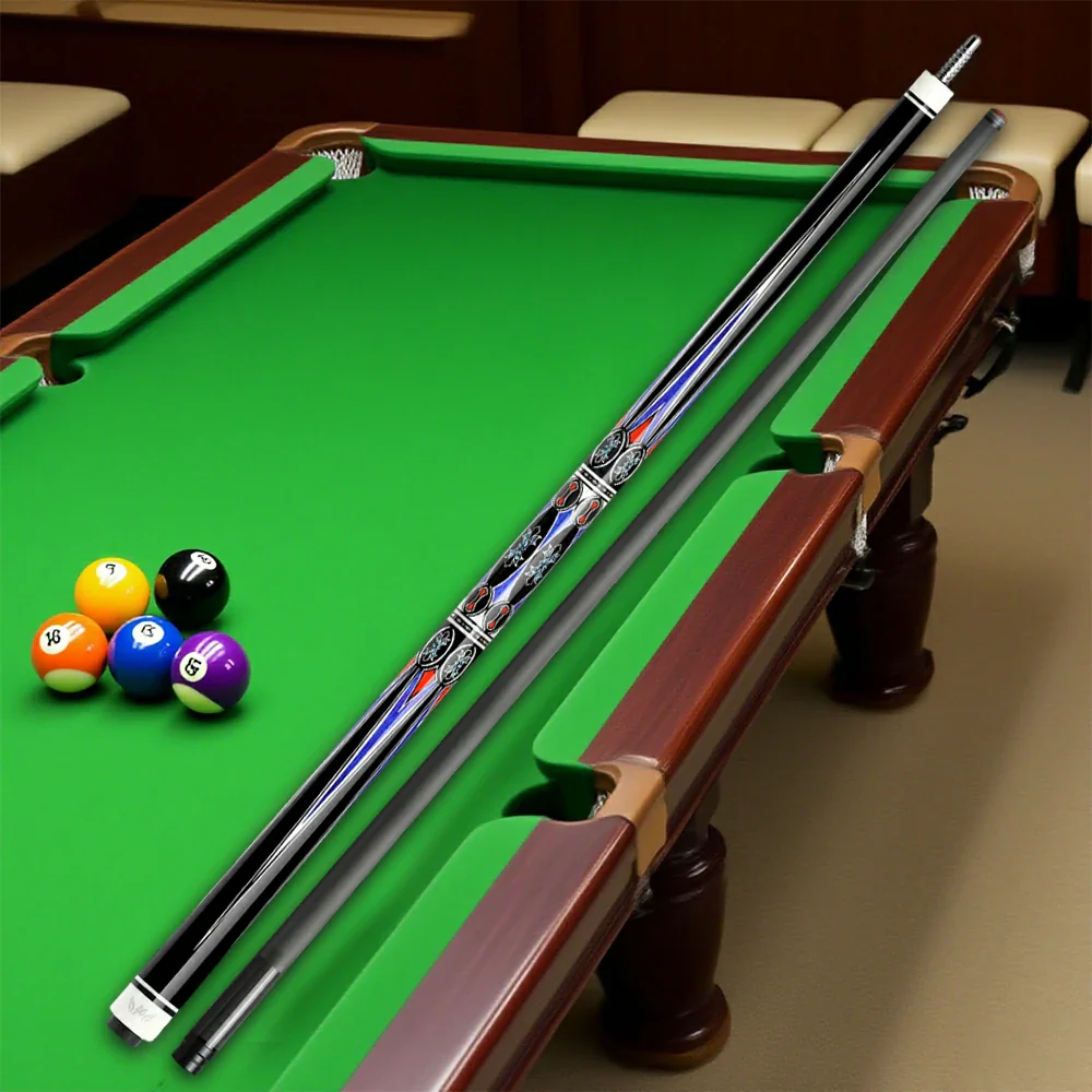 RB Professional Billiard Cue Set - 147cm, 12.5mm Tip, with Cue Case - Blue & Red - Image 2