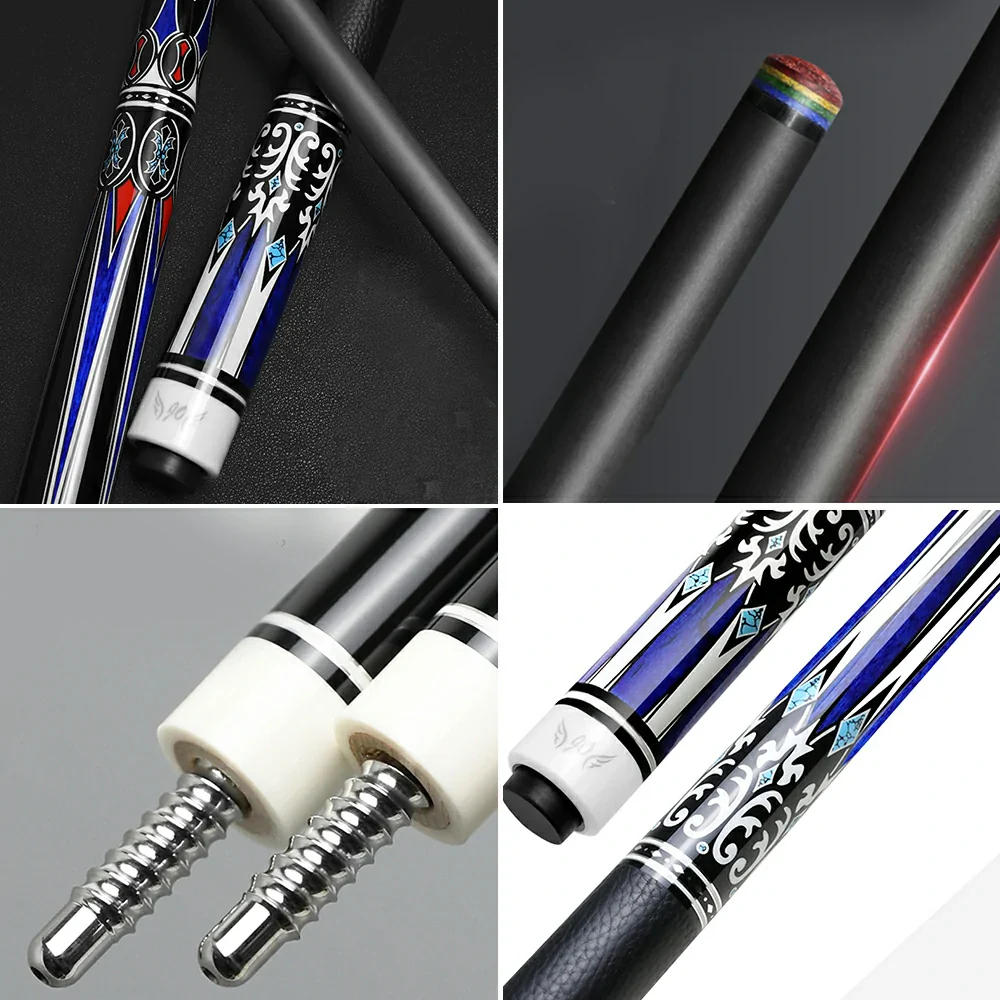 RB Professional Billiard Cue Set - 147cm, 12.5mm Tip, with Cue Case - Blue & White - Image 3