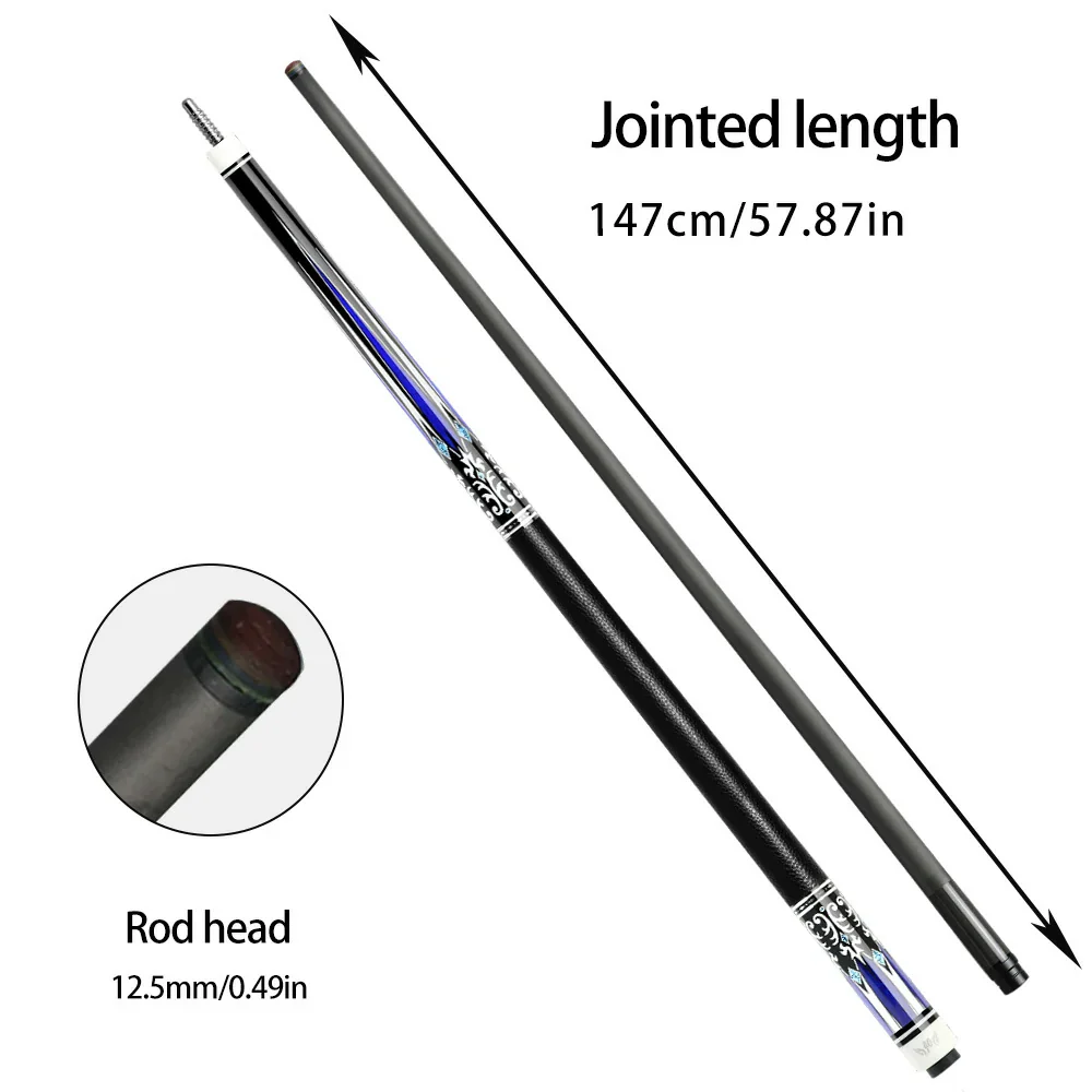 RB Professional Billiard Cue Set - 147cm, 12.5mm Tip, with Cue Case - Blue & White - Image 5