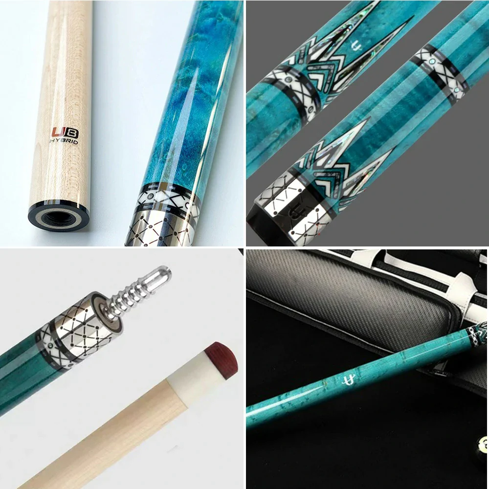 RB High-End 147cm Billiard Cue with 12.5cm Tip Smooth Handle & Leather Handle - Blue - Image 8