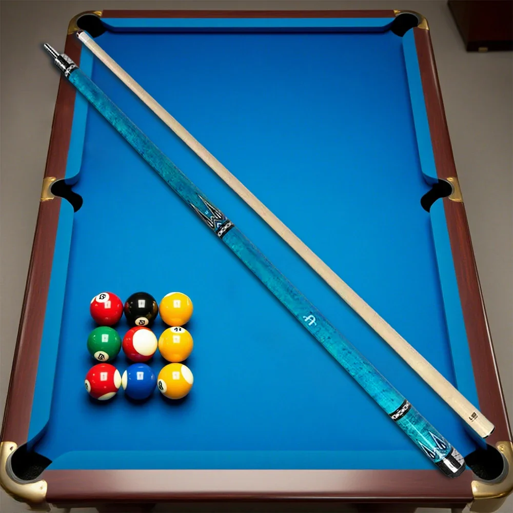 RB High-End 147cm Billiard Cue with 12.5cm Tip Smooth Handle & Leather Handle - Blue - Image 9