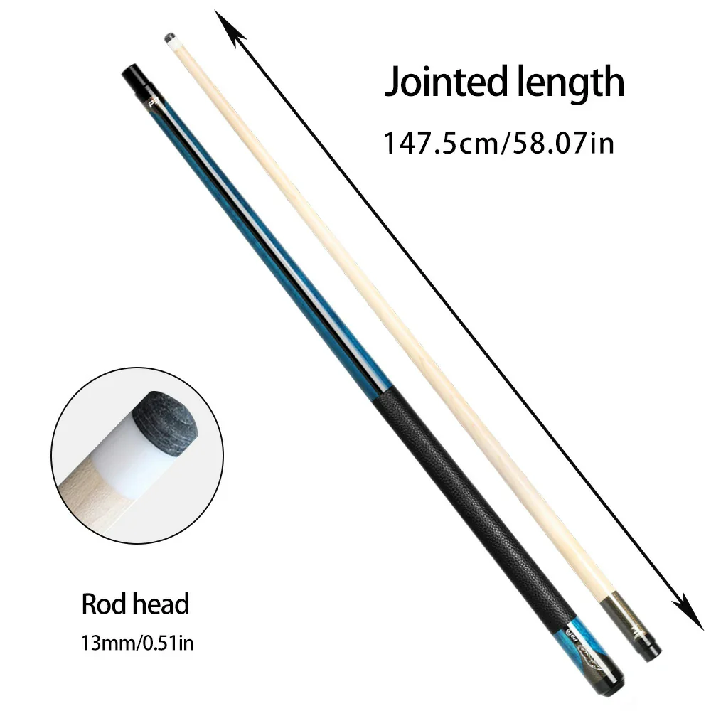 RB Professional Maple Billiard Cue 11.5/13mm Tip, 147cm Leather Grip with Cue Case - Blue - Image 6