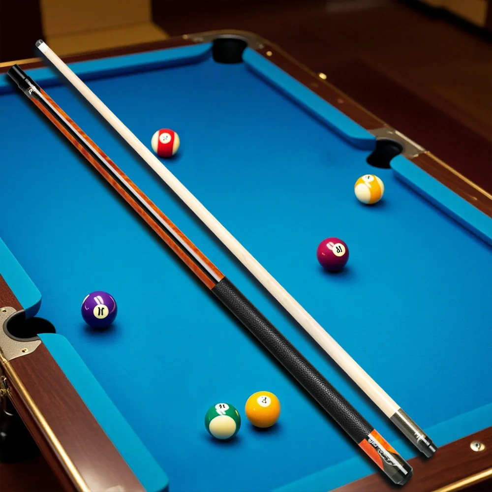 RB Professional Maple Billiard Cue 11.5/13mm Tip, 147cm Leather Grip with Cue Case - Orange - Image 2