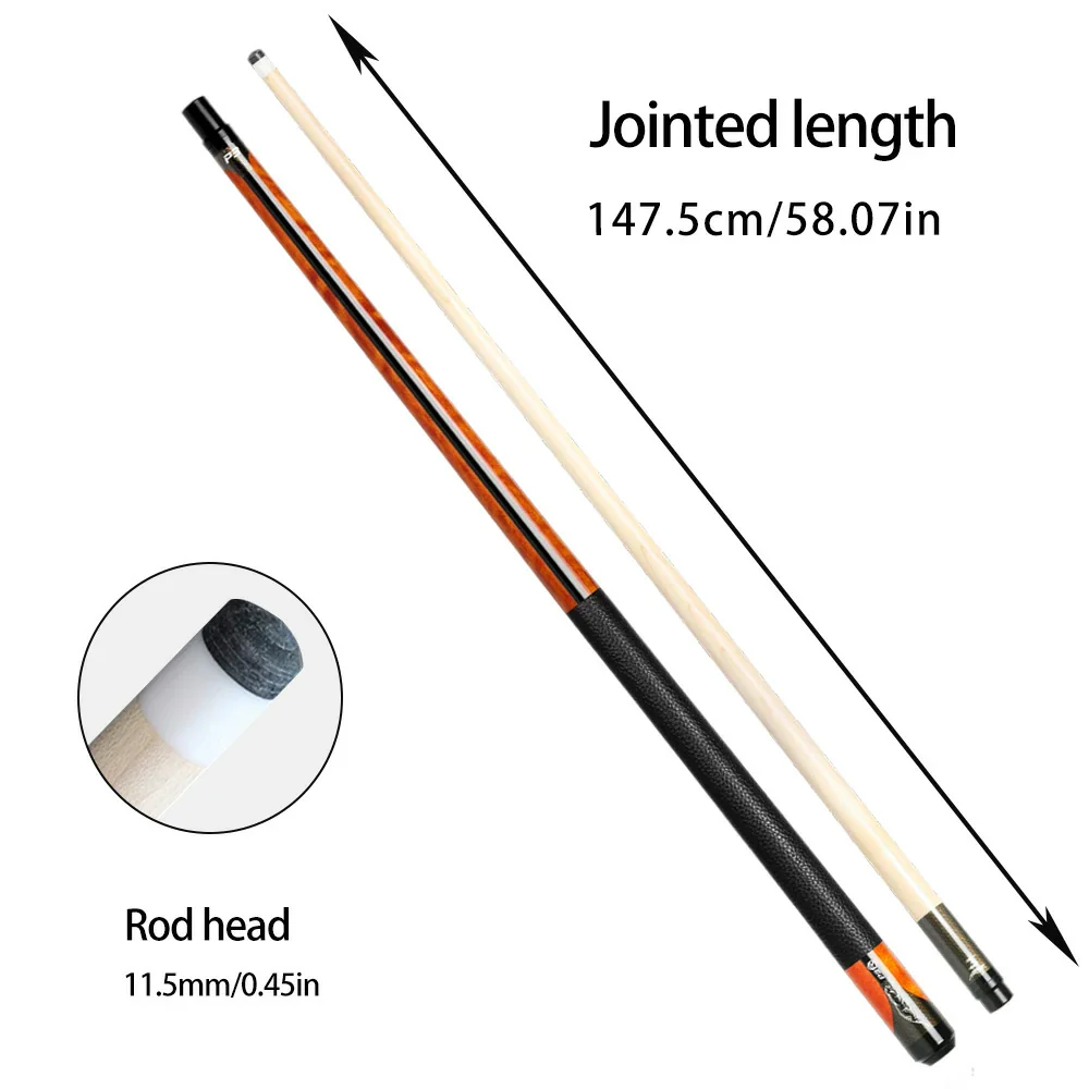 RB Professional Maple Billiard Cue 11.5/13mm Tip, 147cm Leather Grip with Cue Case - Orange - Image 5