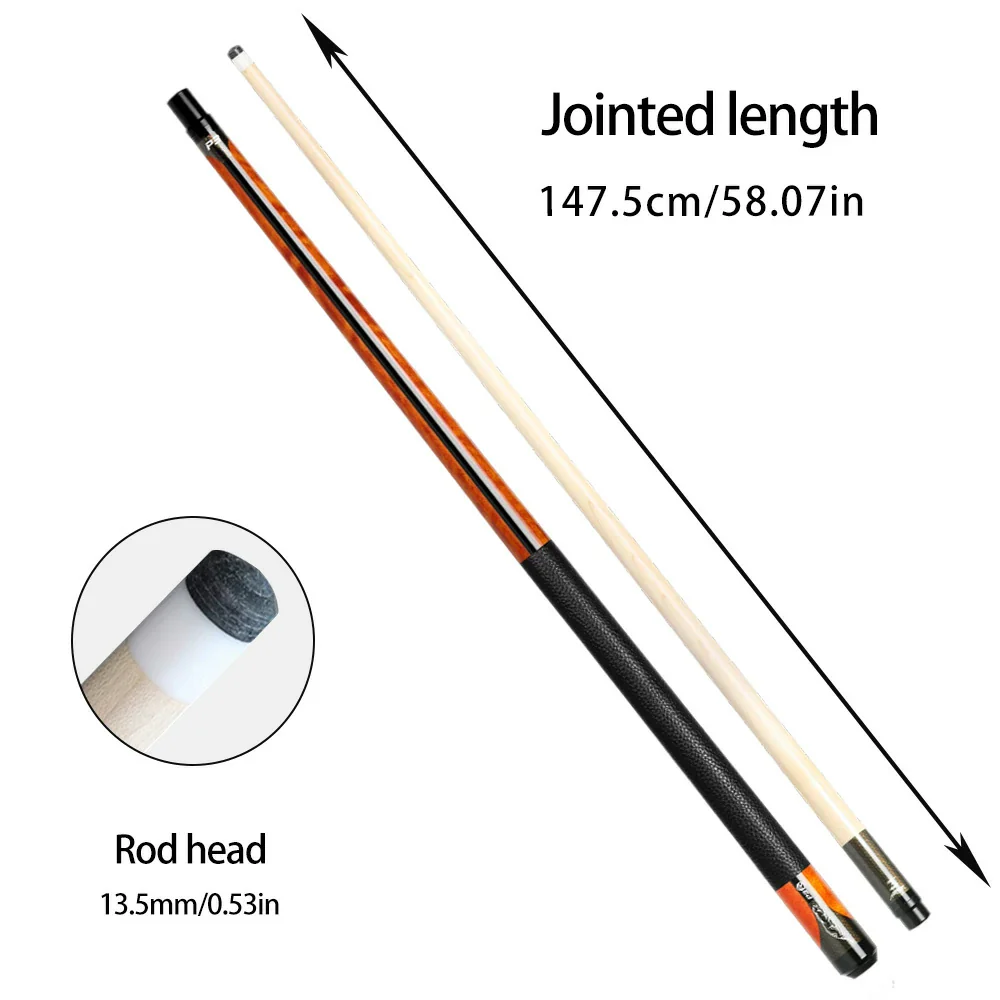 RB Professional Maple Billiard Cue 11.5/13mm Tip, 147cm Leather Grip with Cue Case - Orange - Image 6