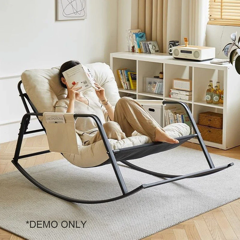 LIVARA Single Seat Integral Backrest Rocking Chair Carbon Steel Frame - Image 4