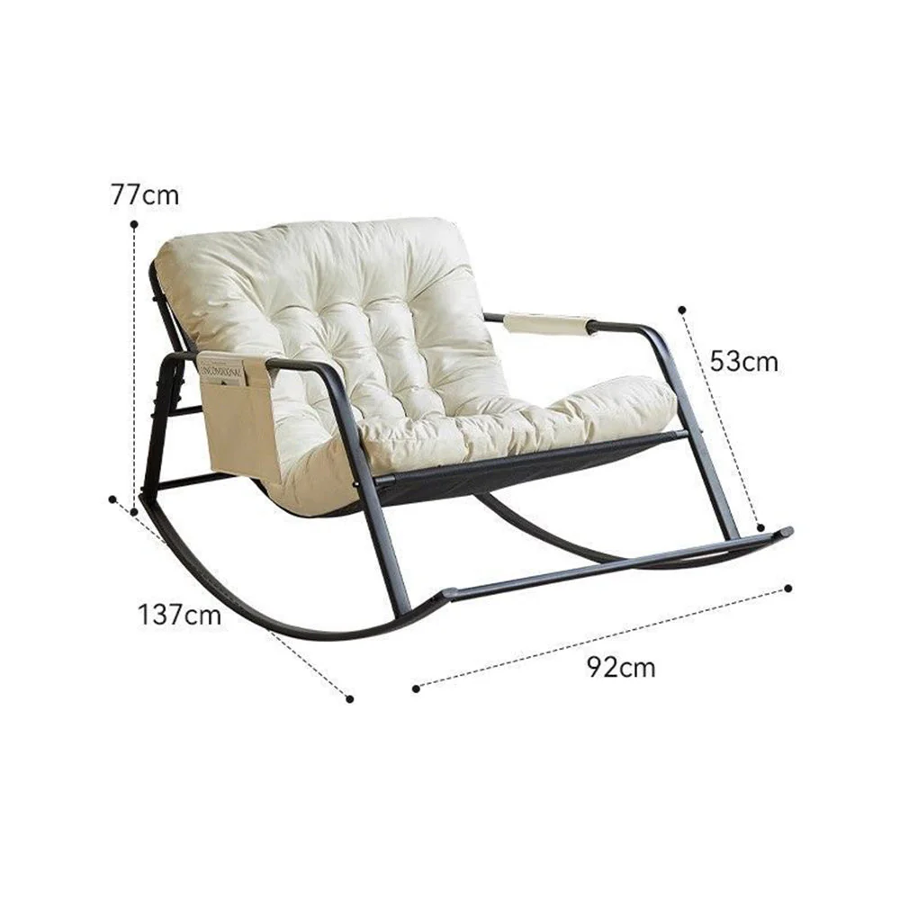 LIVARA Single Seat Integral Backrest Rocking Chair Carbon Steel Frame - Image 6