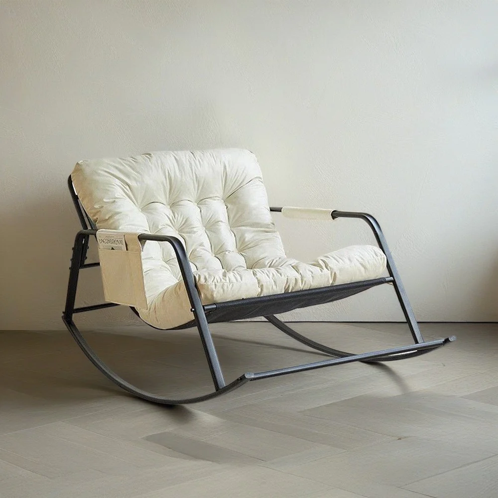 LIVARA Single Seat Integral Backrest Rocking Chair Carbon Steel Frame - Image 7