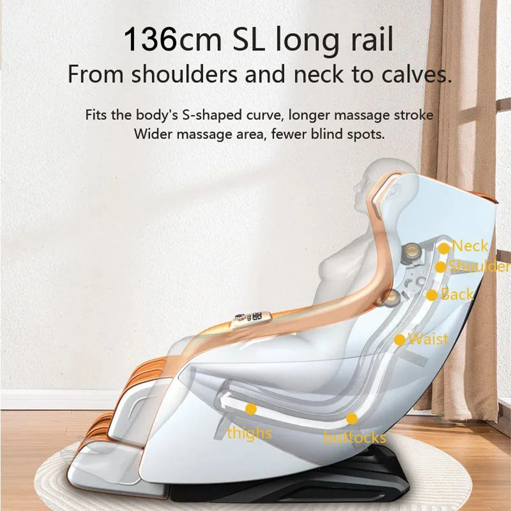 RELAXA X10 WarmBack Function Shell Handrail Design Massage Chair-WhiteOrange/BlueGrey - Image 3