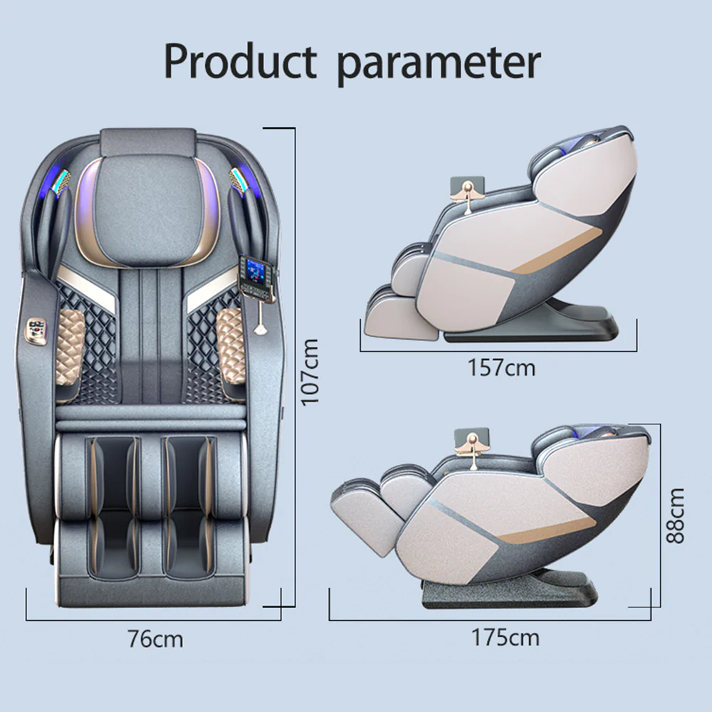 RELAXA V10 SL Track Electric Massage Chair with Zero Gravity - Gray - Image 12