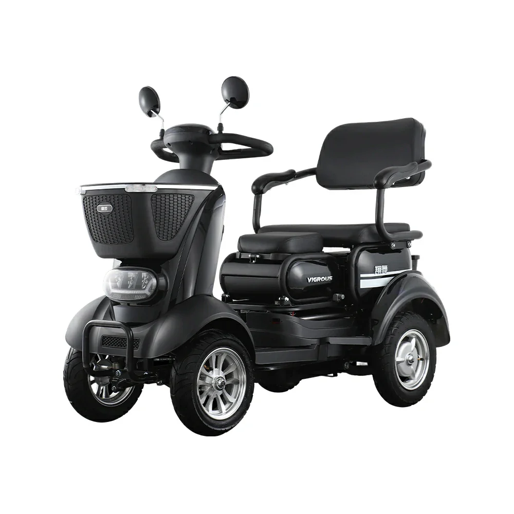 ROLLUX BOOM-3 Electric Mobility Scooter - 48V 20Ah Lead-Acid Battery, 20km/h Max Speed, 33km Range, Four-Wheel Stable Design, LED Lighting & Front Basket - Black