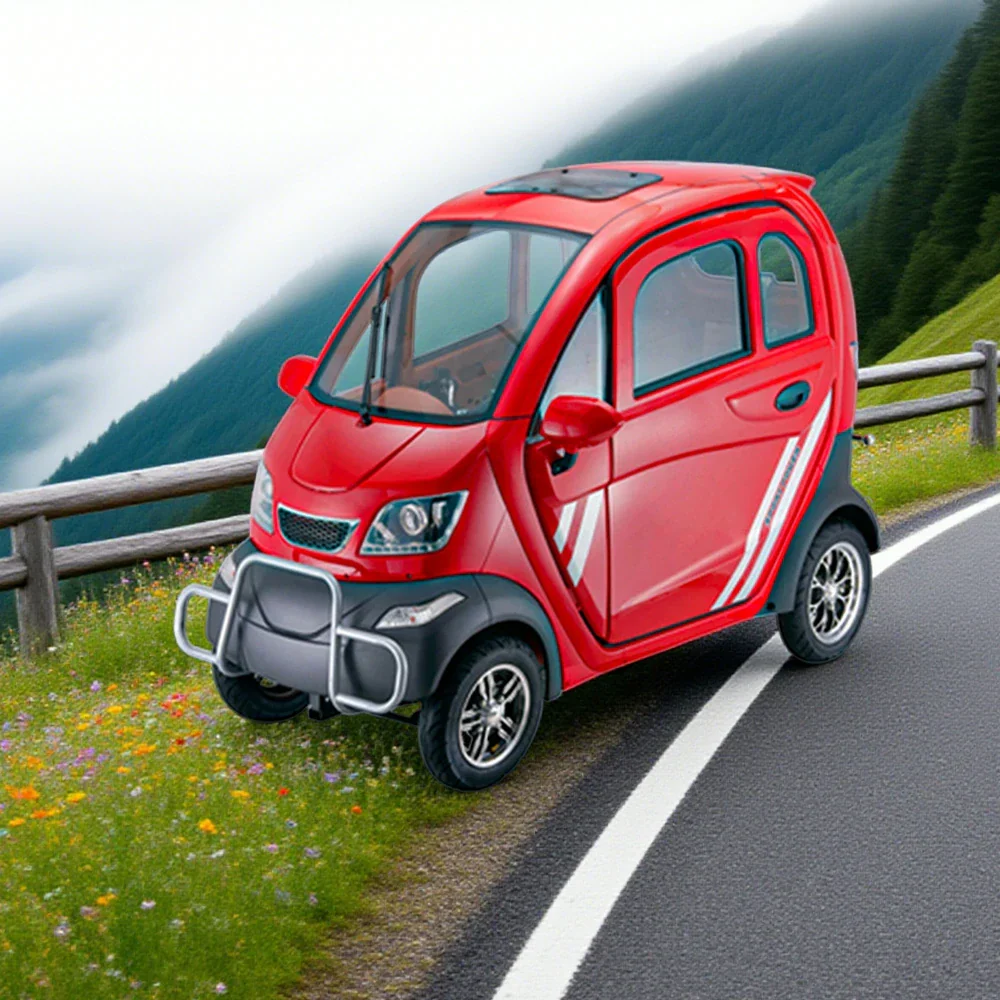 ROLLUX Enclosed Electric Mobility Scooter with Steering Wheel - 60V1200W Motor, 70-80km Long Range, Swivel Seat & Air Conditioning - All-Weather Comfort - Image 4