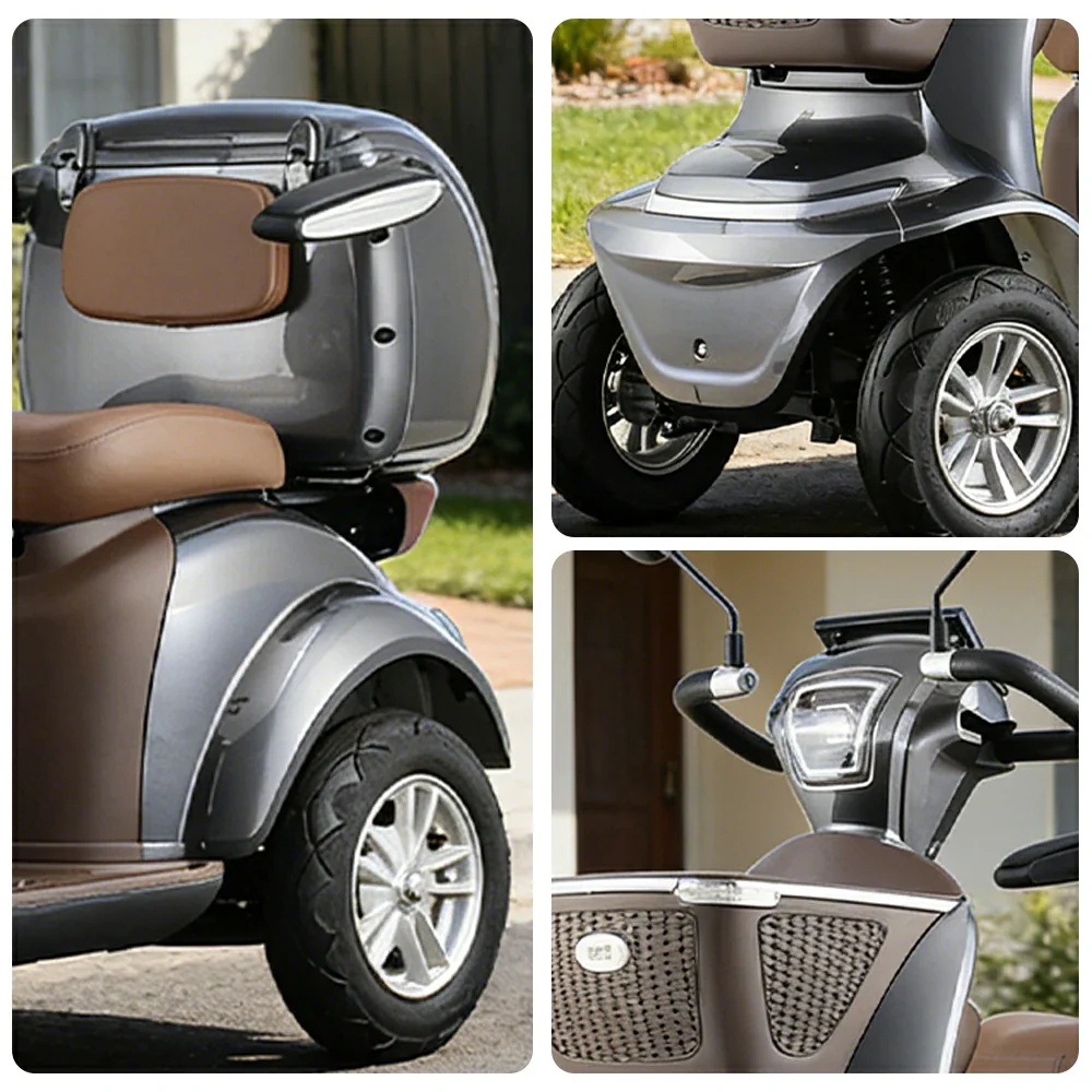 ROLLUX LUNAR-QC Electric Mobility Scooter - Electromagnetic Brake System, Four-Wheel Stability, 48V 20Ah Battery, 40km Range, LED Lighting & Rear Storage Box - Grey - Image 3