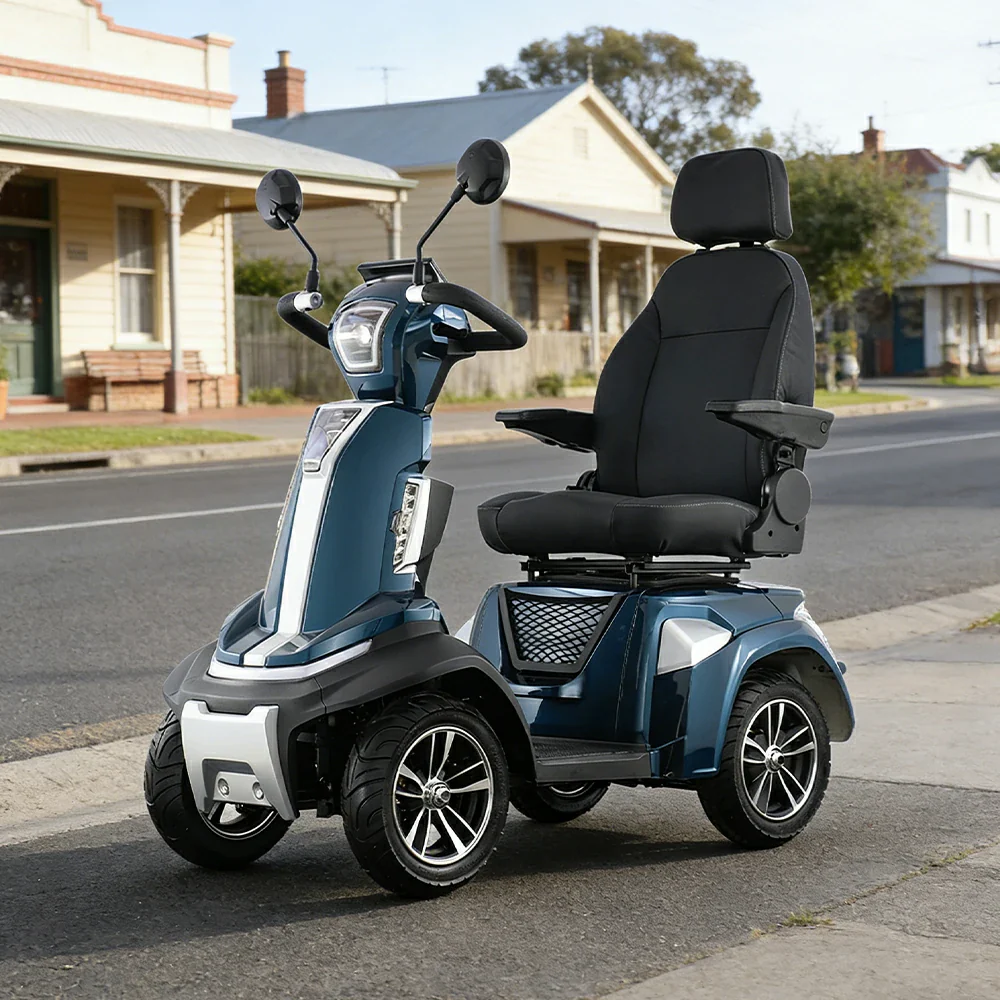 ROLLUX SPIRITE-3 Electric Mobility Scooter - Four-Wheel Stability, 48V 20Ah Battery, 40-45km Range, 20km/h Max Speed, Electromagnetic Brake, LED Lighting - Blue - Image 2