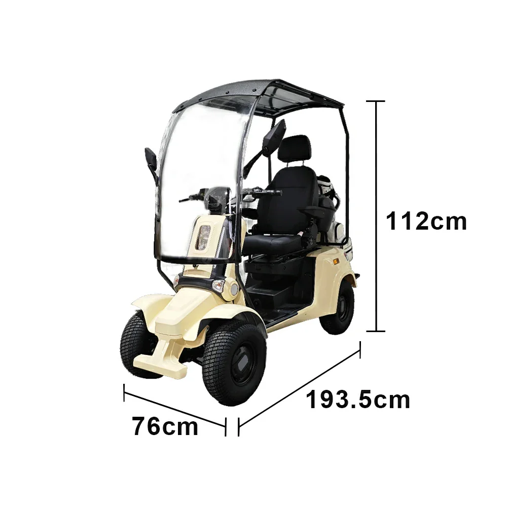 ROLLUX E4G 1000W Ternary Lithium Golf Mobility Scooter 300KG Capacity with Removable Battery, All-Terrain Turf Tyres & Full Canopy Weather Protection - Ivory White - Image 8
