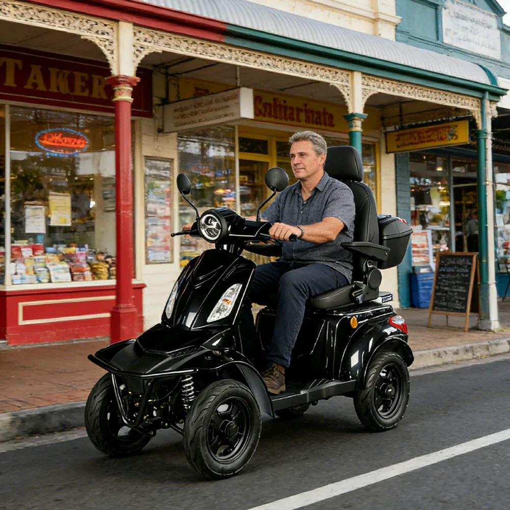 ROLLUX F2A 1000W 4 Wheels Mobility Scooter 300KG Weight Capacity - Black - Image 7