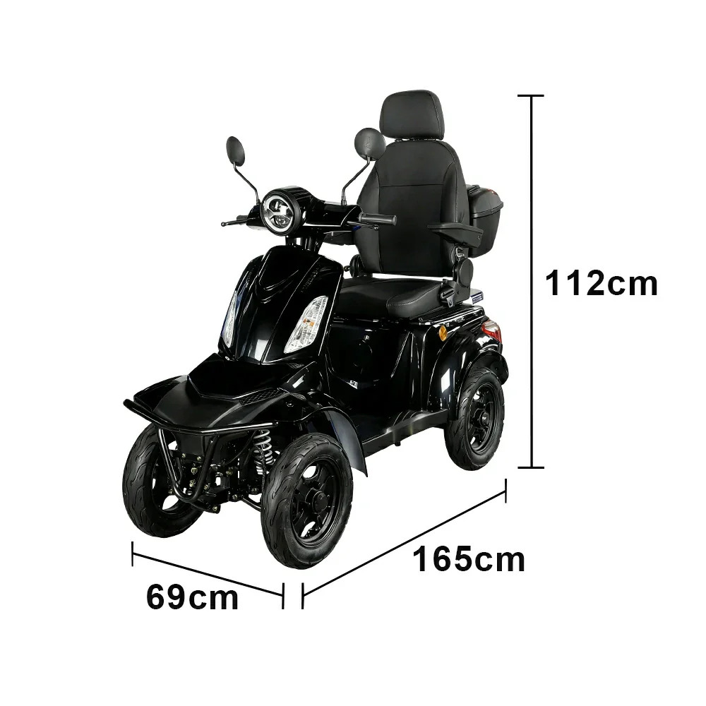 ROLLUX F2A 1000W 4 Wheels Mobility Scooter 300KG Weight Capacity - Black - Image 8