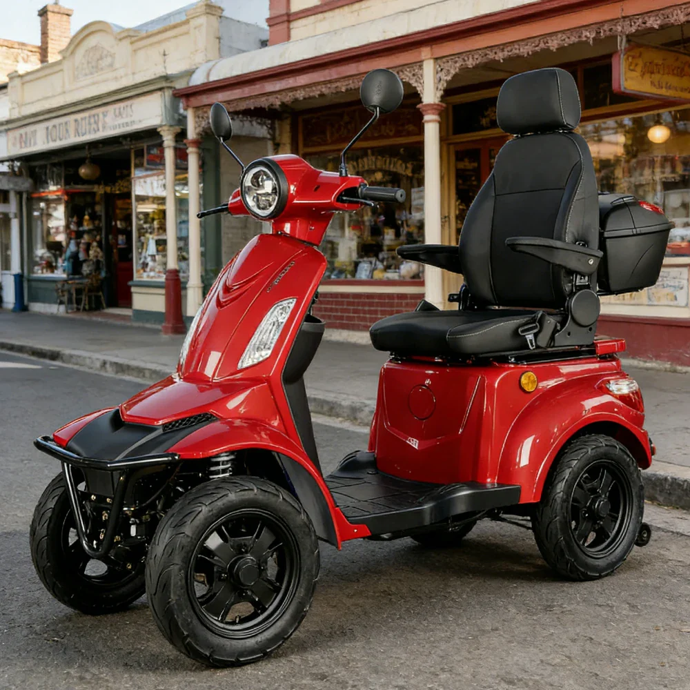 ROLLUX F2A 1000W 4 Wheels Mobility Scooter 300KG Weight Capacity - Red - Image 2