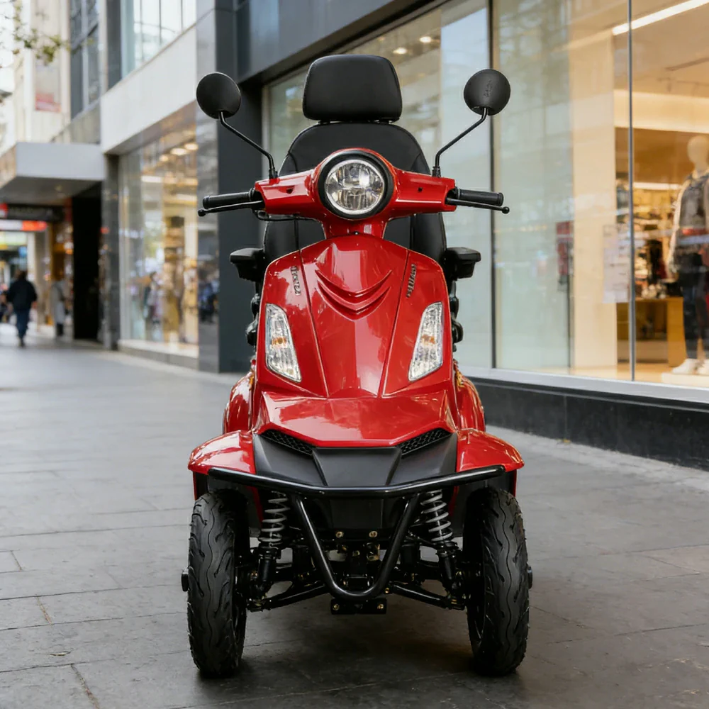 ROLLUX F2A 1000W 4 Wheels Mobility Scooter 300KG Weight Capacity - Red - Image 4