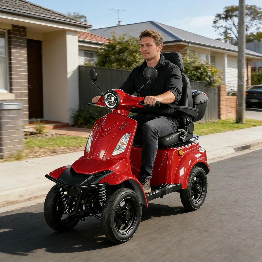 ROLLUX F2A 1000W 4 Wheels Mobility Scooter 300KG Weight Capacity - Red - Image 7