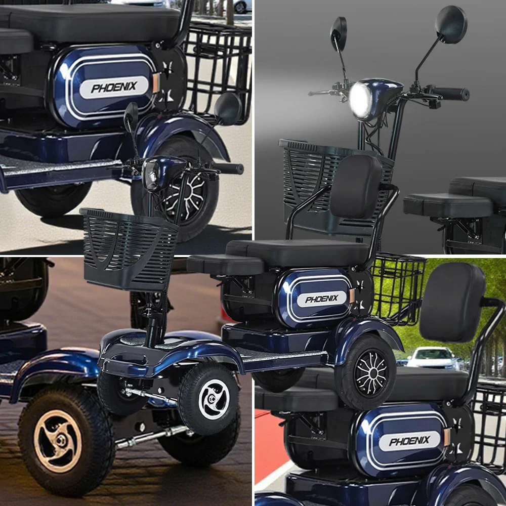 ROLLUX 700W Dual Motor Mobility Scooter - 25/30/35Ah Lithium Battery,4-Wheel Drive with Large Front & Rear Baskets - Blue - Image 3
