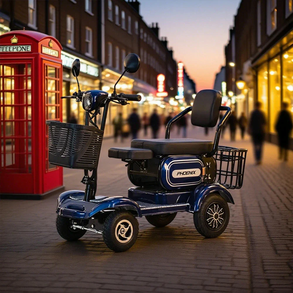 ROLLUX 700W Dual Motor Mobility Scooter - 25/30/35Ah Lithium Battery,4-Wheel Drive with Large Front & Rear Baskets - Blue - Image 4