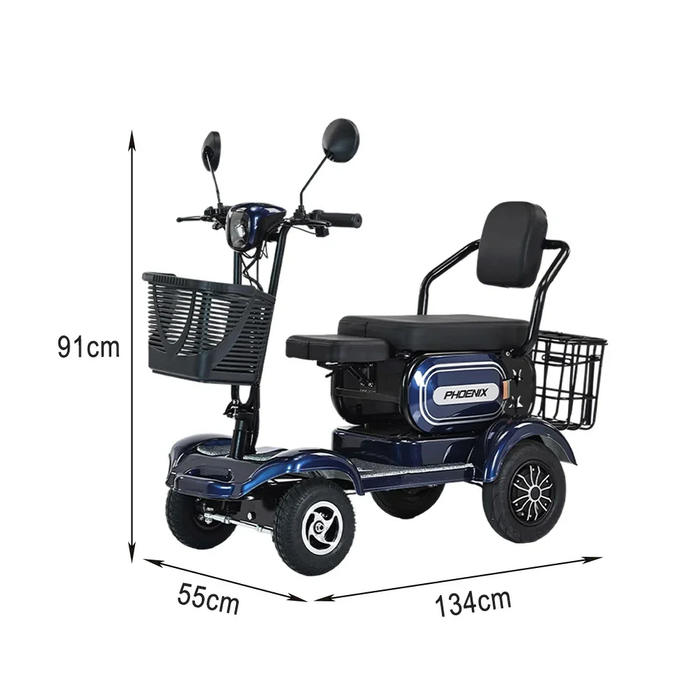 ROLLUX 700W Dual Motor Mobility Scooter - 25/30/35Ah Lithium Battery,4-Wheel Drive with Large Front & Rear Baskets - Blue - Image 5